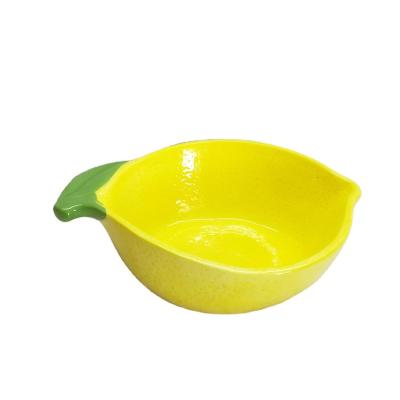 China Sustainable Kitchenware Cute Bowl Set Fruit Hand Painted Lemon Designed Ceramic Bowls For Snack Cereal Dessert Food Service for sale