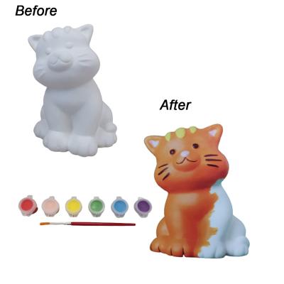 China Hot Sale Small Cat Dog Unglazed Ceramic Bisque Cute Animal From Europe Amazon Paintable For Kids Pottery Glaze Crafts for sale