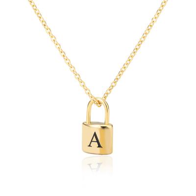 China Dr. Jewelry Custom Necklace Vintage Lock Charm Initial Letter Tasty Pendant Lady Necklace for sale