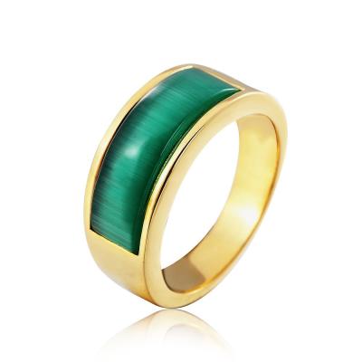 China Dr. Jewelry Minimalist Stainless Steel 18K Gold Emerald Green Opal Chrysoberyl Men's CLASSIC Rings for Christmas Jewelry for sale