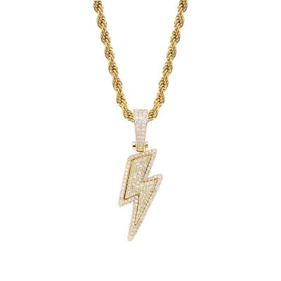 China High Quality Hiphop Hip Hop Shinning Mens Iced Out Lightning Bolt Pendant Necklace for sale