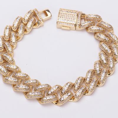 China Fashion/Hiphop/Rock 14mm Hip Hop High Quality Paved Diamond Iced Out Cuban Link Chain Mens Jewelry Bracelet Necklace for sale