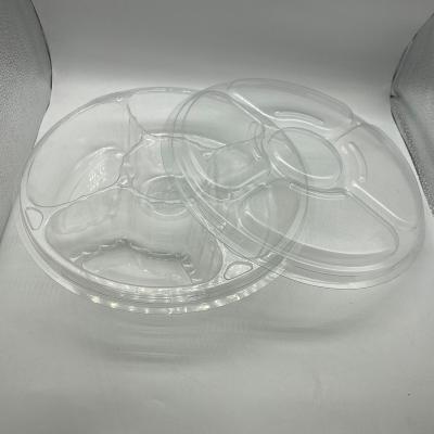 China Clear Disposable Blister Container Plastic Tray 5 Component Container Snack Food Freshness Preservation Tray Box with winko for sale