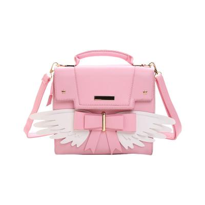 China PU Pink Kawaii Angel Wing Cross Body Fashion Shoulder Bags For Girls Women for sale