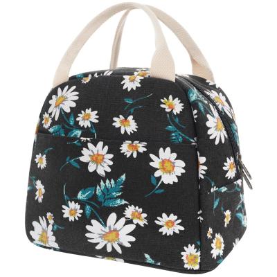 China Designer Waterproof Polyester Floral Lunch Bags For Adult Women Customized for sale