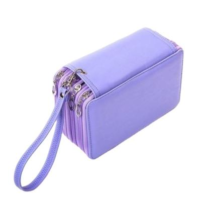 China Three Zippers/Two Zipper Holders/One Zipper Pencil Case 72 Leather Practical 4 Layer PU School Pencil Case Large Capacity Colorful for sale