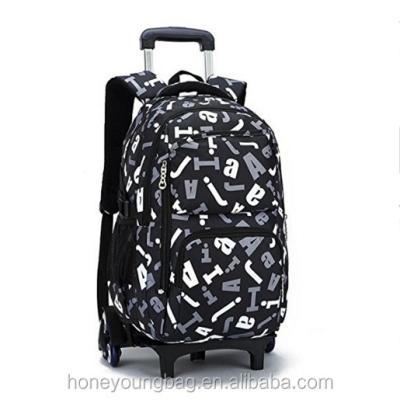 China Water Resistant Letter Boy And Girl Children Trolley School Bag Rolled for sale