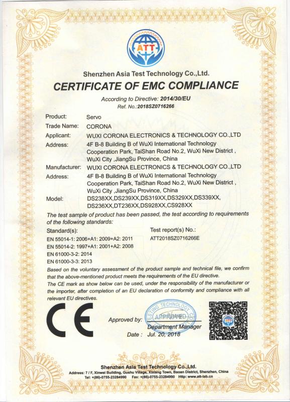 CE - Wuxi CORONA Electronic & Technology Co., Ltd.