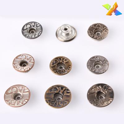 China Factory Custom Colored Zinc Alloy Jeans Rust Buttons No Rivet Button Customized Lattice Button for sale