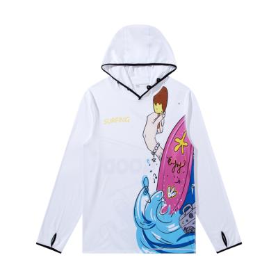 China Breathable Custom Sublimation Shirts T-shirt Polyester Surfing Design Long Your Own Compression Hooded T Shirt for sale