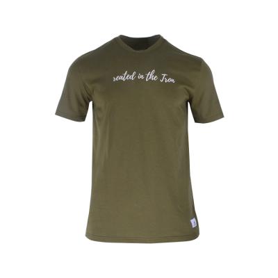 China Hot Wholesale Men's Army Green Cotton Anti-Wrinkle Custom Embroidered T-Shirt for sale