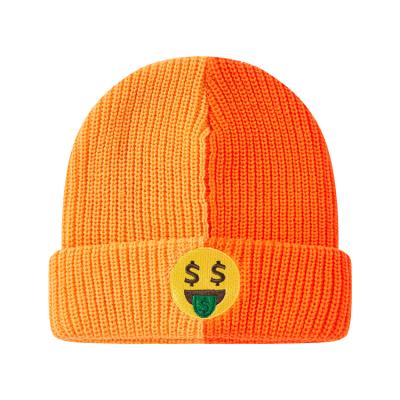 China COMMON High Quality Soft Acrylic Wool Two Tone Baby Beanies Custom Embroidered Beanie Hat for sale