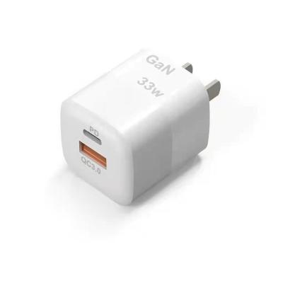 China Gan Charging Speed ​​Fast and Stable GaN 33W Daul USB Type C PD3.0 QC3.0 Quick Wall Charger for Samsung Apple iPhone iPad Samsung Galaxy Tab GPS PDA Cell Phone for sale