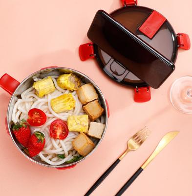 China Stocked Stainless Steel Bowl Lunch Box Student Bento Bowl With Handle And Leakproof Lid for sale