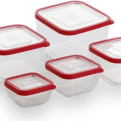 China Freshness Preservation 10 Piece Square Plastic Food Storage Set Plastic Food Storage Containers With Lids for sale