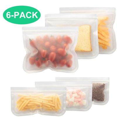 China Sustainable Reusable PEVA Storage Bags (6 Packs) For Food, Sandwich, Snacks, Leakproof Lunch Bags for sale