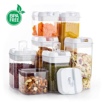 China Sustainable Food Storage Containers BPA Free Plastic Cereal Containers With Lids for sale