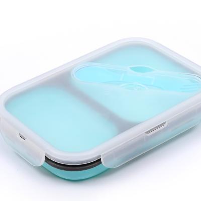 China Microwave Oven Safe Food Storage Containers Rectangle Freshness Folding Collapsible Silicone Food Bowl for sale