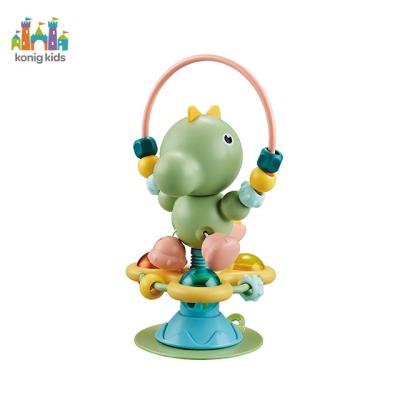 China New Product Safety Konig Kids Silly Brinquedos Spinwheel With Suction Referee Chair Hand Bells Dinosaur Baby Comfort Toys Baby Rattle Low for sale