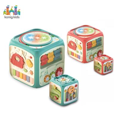 China Konig Early Education Kids Amazon Hot Selling Toy Pour Shape Child Plastic Sorter Baby Play Educational Activity Cube Baby Toys Educational for sale