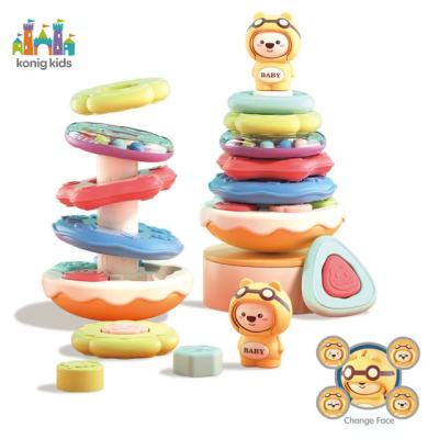 China Toy Konig Kids Amazon Hot Educational Funny Selling Plastic Music Rocker And Shape Matching Education Toy Baby Stack Toy Rainbow Ride Baby's First for sale