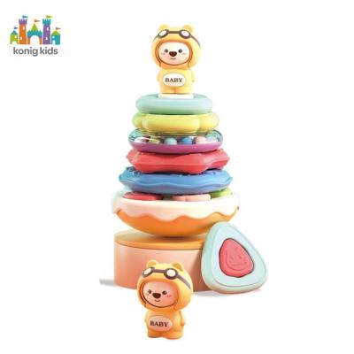 China 2022 Funny Educational Toy Konig Kids Juguetes 2022 Plastic Infant Music Tumbler And Train Baby Early Education Matching Toy Rainbow Tower Stacking Baby Toys for sale