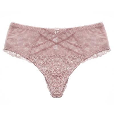 China Antibacterial T-back hipster panties style transparent mid waist sexy lace plus size women panties fat G-string thong for sale