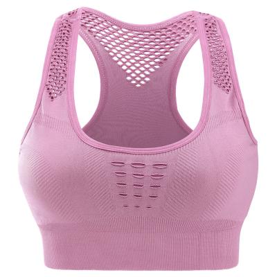 China Antibacterial Women's Cutout Seamless Yoga Sleeveless Cropped Mesh Tank Top Body Shaper Bra Sports Women's Sexy Lingerie for sale