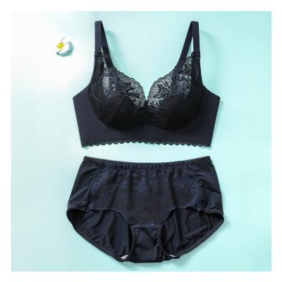 China Antibacterial Pattern Lace Sexy Lift Up Seamless Plus Size Women's Lingerie Panties Set No Wire Bra Rabbit Ears Latex Bra For Summer for sale