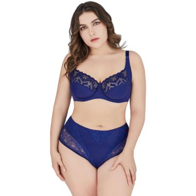 China Wholesale Breathable Custom Design Hot Plus Size Sexy Fancy Women Plus Size Bras Lingerie Panties Bra Set Underwear for sale