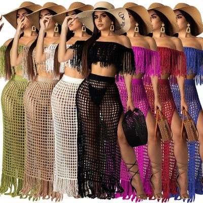 China Hot Selling Sexy Dress Women's Summer Beach Breathable Tassels Sleeveless Casual Outfits Suit for sale