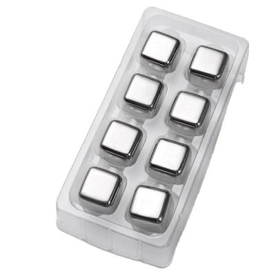 China Stocked Whiskey Stones Gift Set 8 Ice Cubes Reusable Stainless Steel Ice Cubes Great For Drinks Whiskey Rocks Cooling Stones for sale