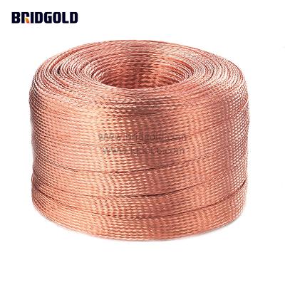 China Underground Bridgold flat tinned copper braided wires 120A rohs 30awg braided copper tape for sale