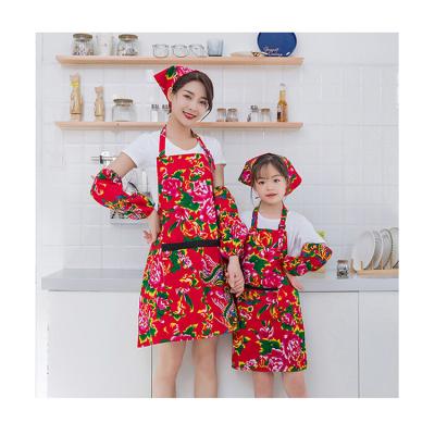 China Promotional Custom Canvas Cotton Chef Cooking Kitchen Parent-child Cooling Apron for sale