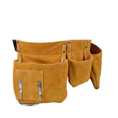 China Hot Sale Leather Tool Belt Waist Tool Belt Brown Suitcase Electrician Waxed Canvas Tool Roll Making Sale for sale