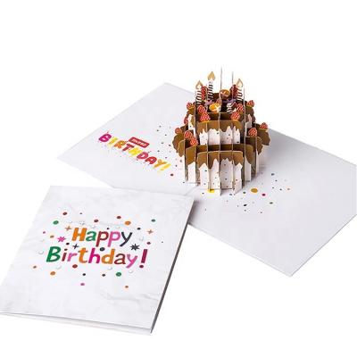 China USA Happy Birthday 3D Cake Pop Up Greeting Card For Christmas Wedding Birthday Party for sale