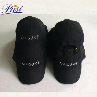 China COMMON Get Free Sample Custom High Quality Distressed Black Dad Hat With Embroidery Logo Baseball Cap Hats Guangdong Factory Wholesale for sale