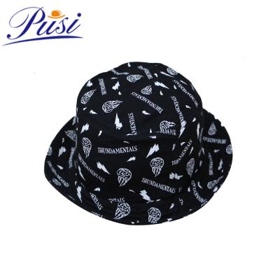 China JOINT Custom Black Print Bucket Hat With Embroidery Logo for sale