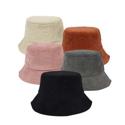 China COMMON Order Custom Fitted Corduroy Bucket Hat Caps Designer Plain White Hats Custom Logo Embroidery Corduroy Bucket Hat Cap for sale