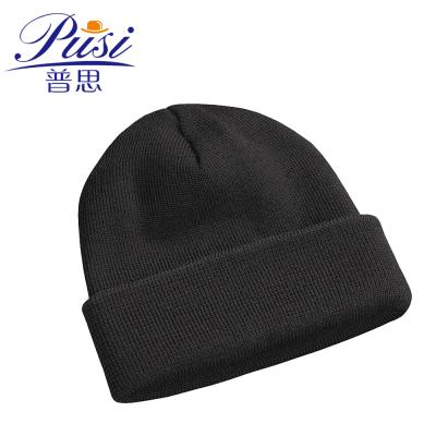 China COMMON custom logo basic black beanies hat for mens or womens beanies with custom embroidery for sale