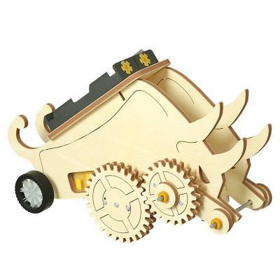 China DIY TOY Factory Kid Educational Robot DIY 3D Jigsaw Puzzle ROD Kit Electric DIY Kit Wooden Assembly Toys for sale