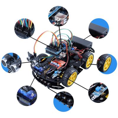 China Smart Car Robot Kits V2.0 Improved Version Obstacle Avoidance Robot Car DIY Four Way Robot Car Discovery Kit for sale