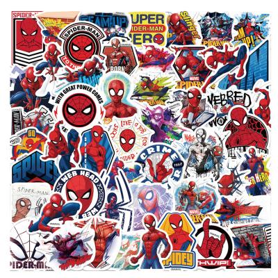 China Waterproof Decorative 50 Sheets Cartoon Spiderman Stickers Guitar Luggage Cup Packaging DIY Waterproof Sticker Labels for sale