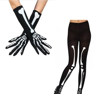 China Comfortable Best Selling Skeleton Printed Gloves Stockings Party Props Halloween Costume Accessories for sale