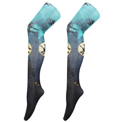 China Sporty High Quality Long Tube 3d Digital Printing Over - The Knee Castle Bat Heat Transfer Printing Halloween Party Socks for sale