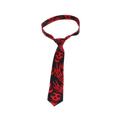 China Blood Link Skull Skeleton Hand Grip New Halloween Carnival Printing Party Mens Halloween Party Digital Tie for sale