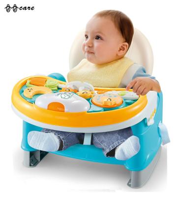 China BBCare Contemporary 3 in 1 Baby Booster Seat Portable Feeding Chair with Removable Toys Tray, 3-Piont Harness and Adjustable Legs for sale