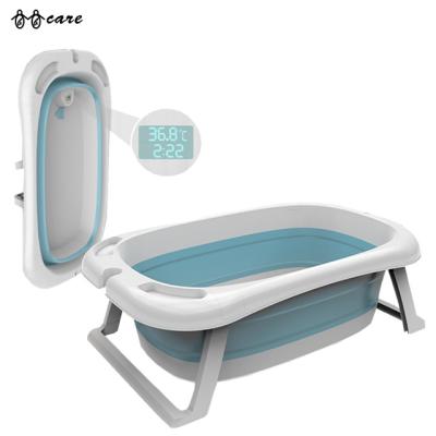 China BBCare Sustainable Baby Folding Newborn Bath Tub With Temperature Electronic Baby Portable Folding Bathing Tub For Infants Kids for sale