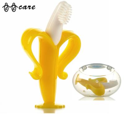 China BBCare Disposable Banana Teething Toothbrush and Gum Massager with Suction Cup for Infant for sale