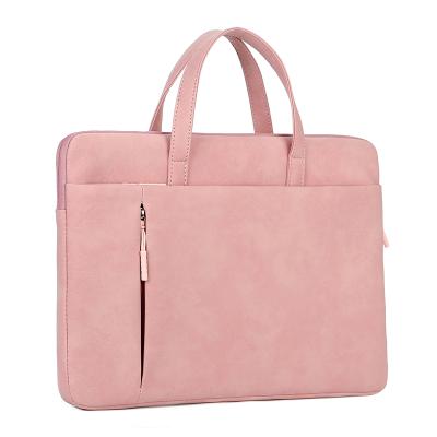 China Wholesale Custom Logo Waterproof 14 15 Inch Messenger Laptop Handbag Waterproof Suede Business Luxury Laptop Bag for sale